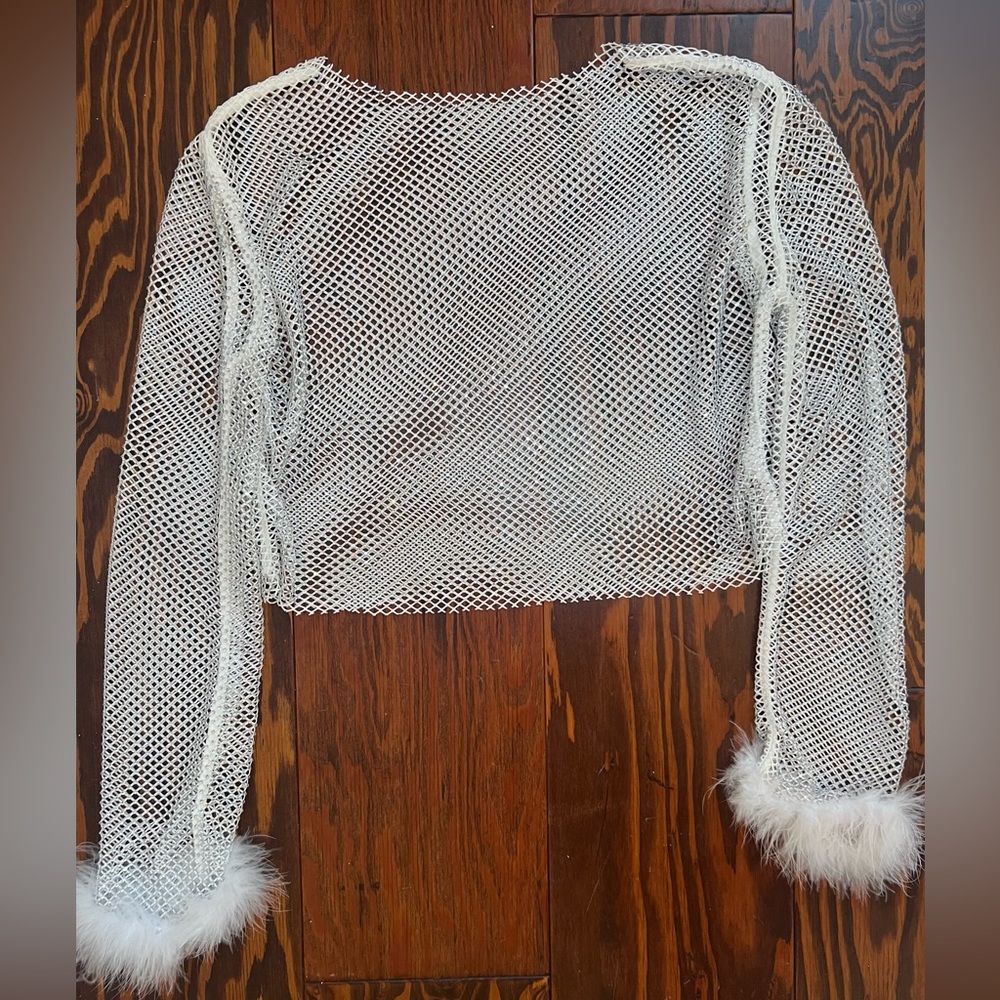 Sparkle top with fur sleeves